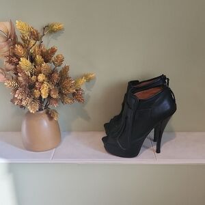 L.A.M.B. Black Peep-Toe Heels
